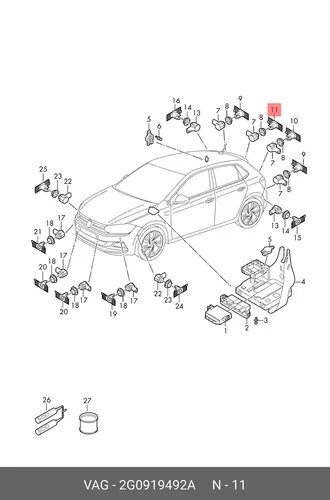 Кронштейн датчика 2G0919492A VAG