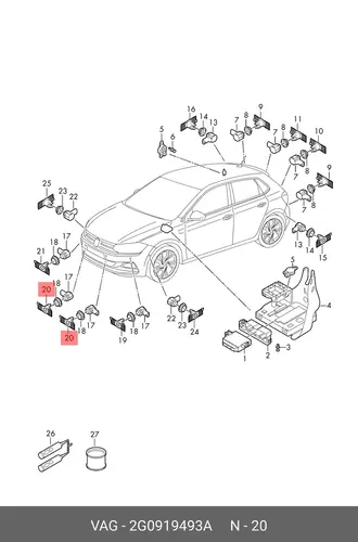 Кронштейн датчика 2G0919493A VAG