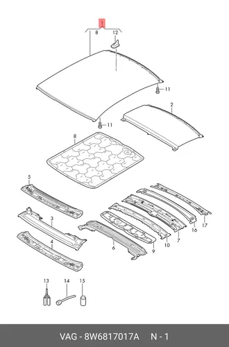 Крыша 8W6817017A VAG