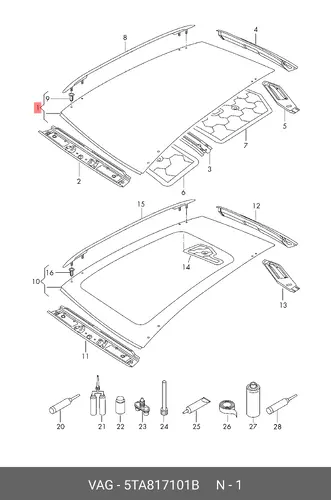 Крыша 5TA817101B VAG