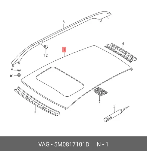 Крыша 5M0817101D VAG