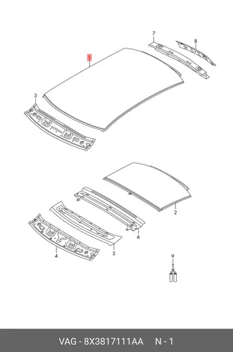 Крыша 8X3817111AA VAG