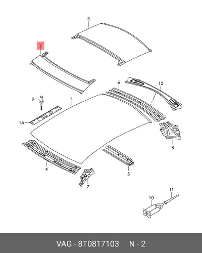 Крыша 8T0817103 VAG