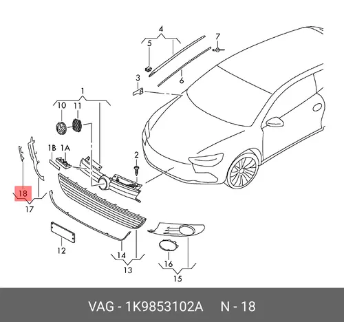Молдинг 1K9853102A VAG