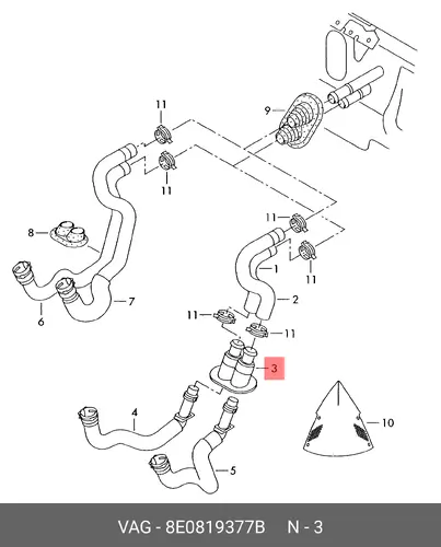  ОБРАТНЫЙ ТРУБОПРОВОД 8E0819377B VAG
