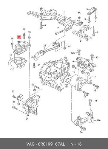 Опора двигателя 6R0199167AL VAG