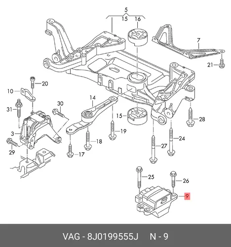 Опора КП 8J0199555J VAG