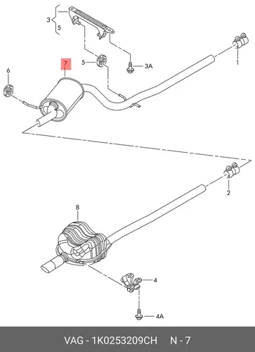 Передний глушитель 1K0253209CH VAG