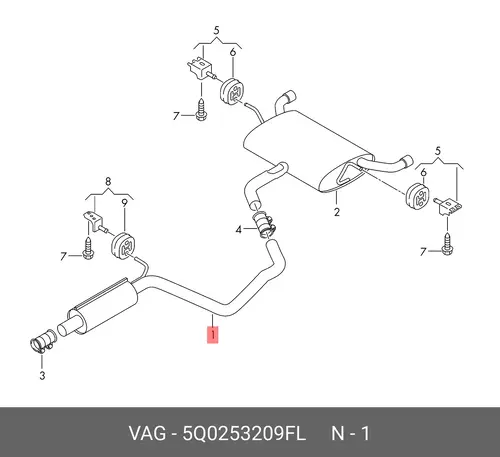Передний глушитель 5Q0253209FL VAG