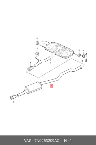 Передний глушитель 7N0253209AC VAG
