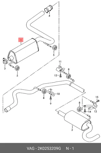 ПЕРЕДНИЙ ГЛУШИТЕЛЬ 2K0253209G VAG