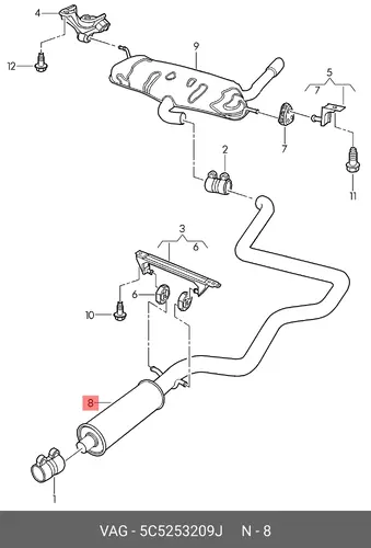 Передний глушитель 5C5253209J VAG