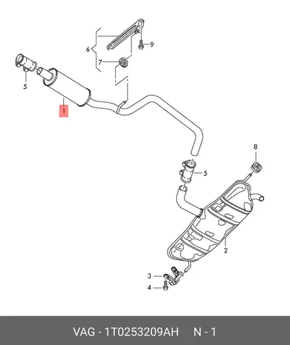 Передний глушитель 1T0253209AH VAG
