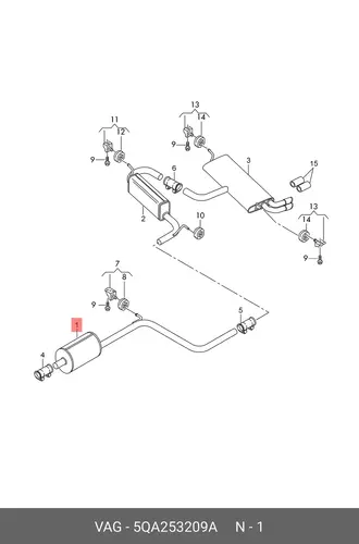Передний глушитель 5QA253209A VAG