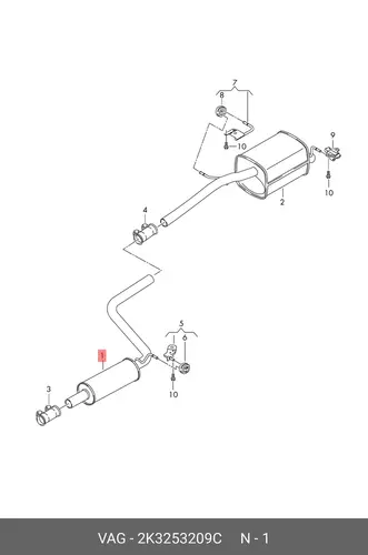 Передний глушитель 2K3253209C VAG
