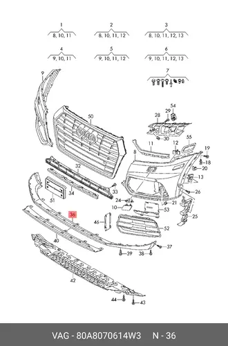 80A8070614W3 (AUDI),Передний спойлер anthrazit VAG