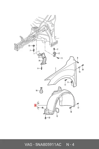 Подкрылок VAG 5NA805911AC