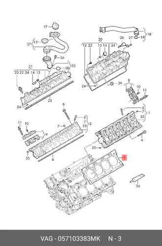 Прокладка ГБЦ VAG 057103383MK