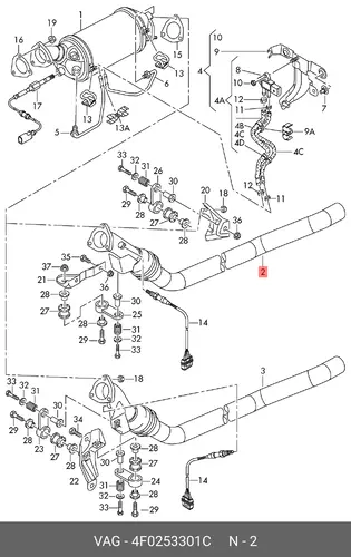 Промежуточная труба 4F0253301C VAG