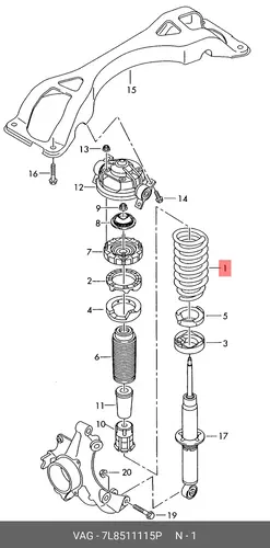 Пружина 7L8511115P VAG