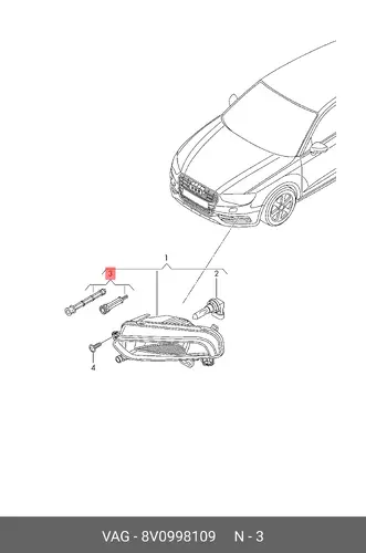 Ремкомплект для противотуманных фар 8V0998109 VAG