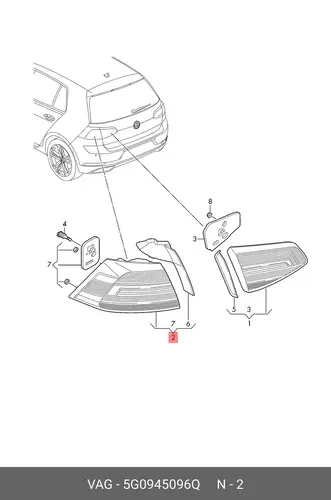 Фонарь задний VAG 5G0945096Q