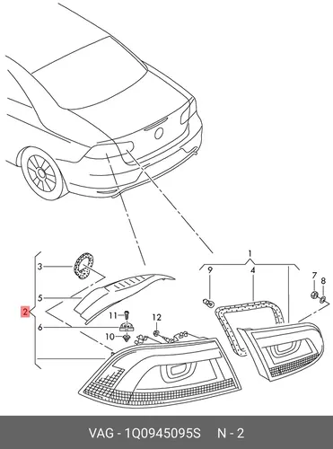 Фонарь задний VAG 1Q0945095S