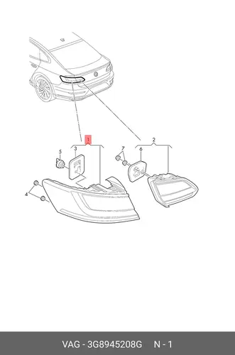 Фонарь задний VAG 3G8945208G