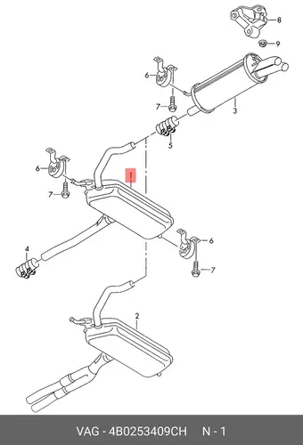 Средний глушитель 4B0253409CH VAG