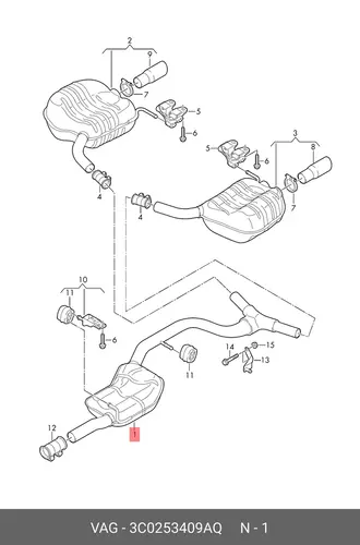 Средний глушитель 3C0253409AQ VAG