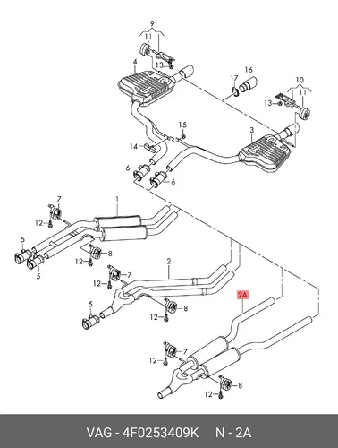 Средний глушитель 4F0253409K VAG