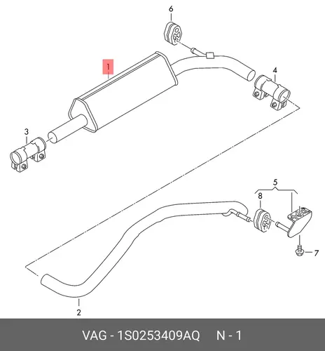 Средний глушитель 1S0253409AQ VAG