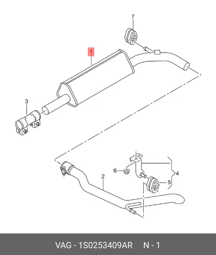 Средний глушитель 1S0253409AR VAG