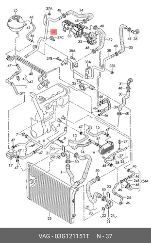 03G121151T WATER TUBE VAG