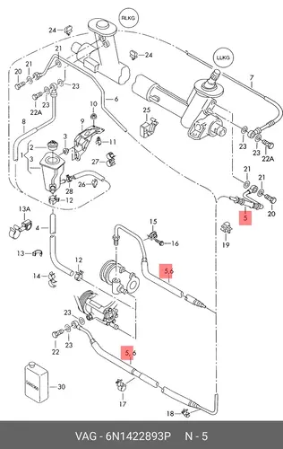 Шланг ГУР VAG 6N1422893P