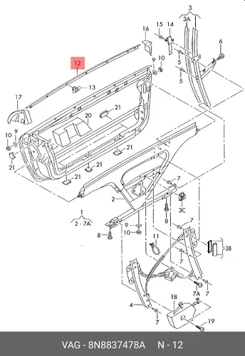 Уплотнитель двери 8N8837478A VAG