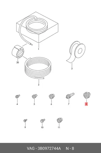 Уплотнитель провода 3B0972744A VAG