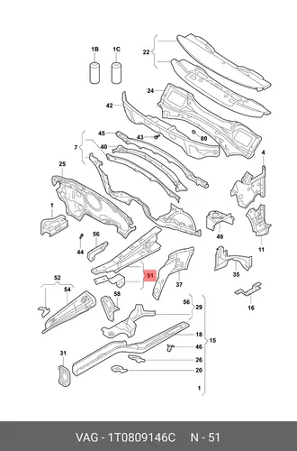 Усилитель брызговика 1T0809146C VAG