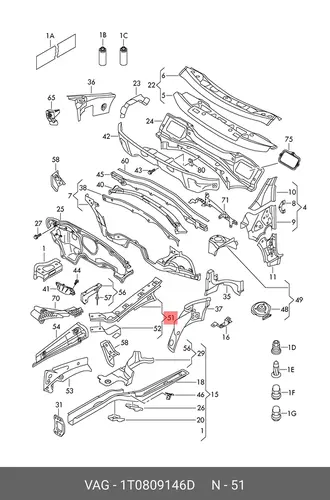 Усилитель брызговика 1T0809146D VAG