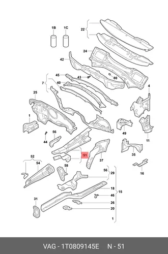 Усилитель брызговика 1T0809145E VAG