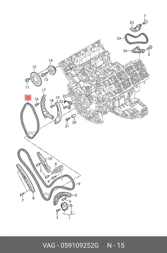 (8 гр.), Цепь ГРМ 059109252G VAG