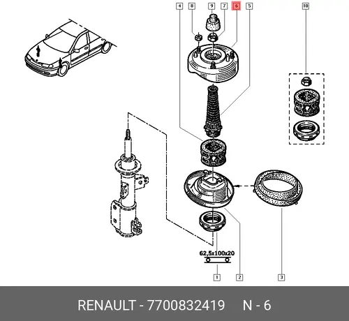 ВЕРХ. ОПОРА ПЕР. АМОРТ. 77 00 832 419 RENAULT