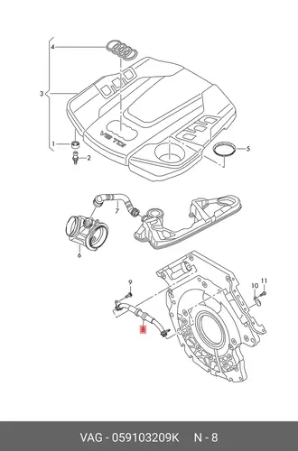  (8 ГР.), (AUDI), ШЛАНГ ДЛЯ УДАЛЕНИЯ В 059103209K VAG