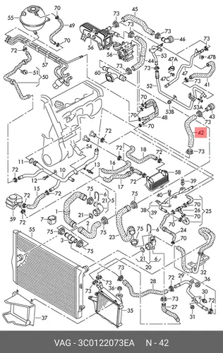 Шланг ОЖ с быстроразъёмной муфтой 3C0122073EA VAG
