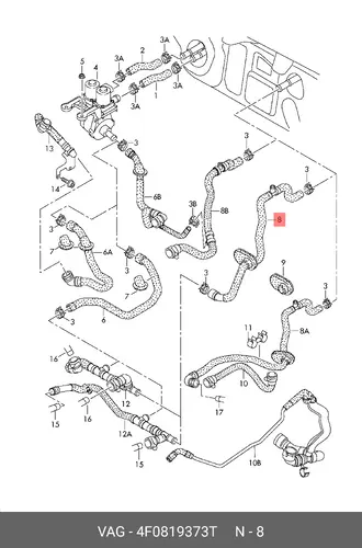 Шланг отопителя 4F0819373T VAG