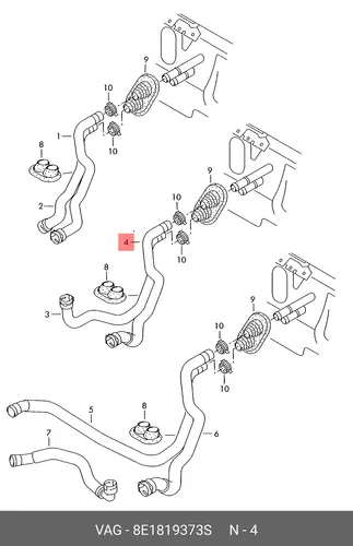Шланг системы охлаждения 8E1819373S VAG