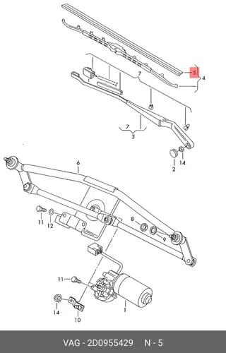 Щетка стеклоочистителя 2D0955429 VAG