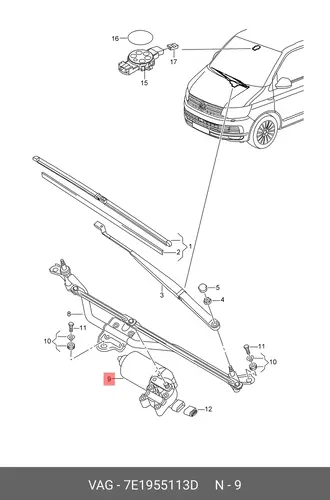 (NF), WIPERMOTOR 7E1955113D VAG
