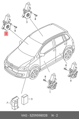 Эл.двигатель стеклоподъёмника 5Z0959802B VAG