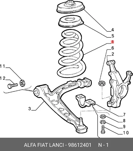 Пружина подвески 98612401 ALFA ROMEO